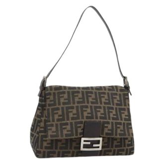 Fendi Pre-owned Zucca Canvas Shoulder Bag - Dames - Pre-owned - Zwart - Maat: ONE Size Leer