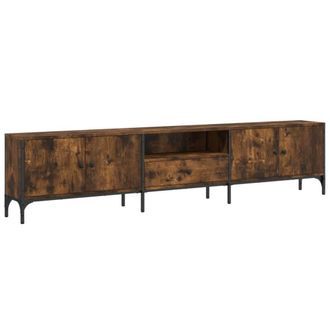 Berkfield Home TV Cabinet with Drawer Smoked Oak 200x25x44 cm Engineered Wood in Brown | Size: 200 x 25 x 44 cm