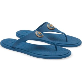 Versace Medusa Flip Flop in Pastel Blue Gold at Nordstrom, Size 10Us