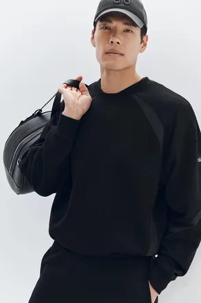 Alo | Field Crew Neck Sweatshirt in Black, Size: Medium