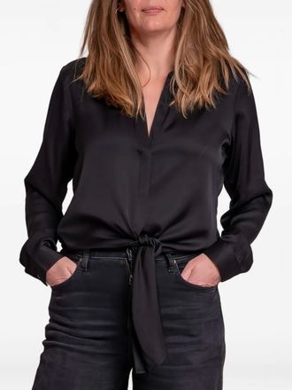 Nouvelle/Silk95Five Thai tie-front top - Black