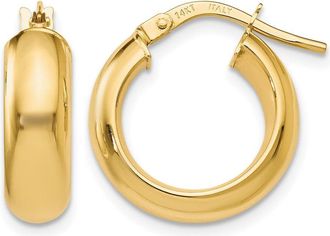Diamond2Deal 14K Yellow Gold Polished Huggie Hoop Earrings