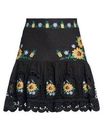 Farm Rio CROSS STITCH RICHELIEU SUNFLOWER EMBROIDERED BLACK