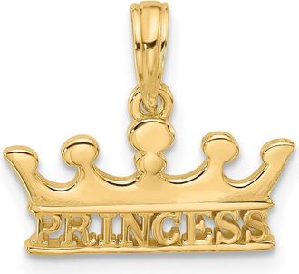 Diamond2Deal 14k Yellow Gold Polished PRINCESS Crown Charm Pendant