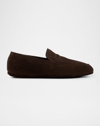John Lobb Men & apos;s Kingston Suede Smoking Loafer Slippers