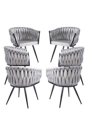 Regalos Miguel Packs Sillas Comedor - Pack 6 Sillas Widny Black Terciopelo - Gris Claro