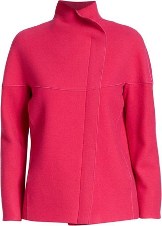 Akris Punto Pink Wool Asymmetric Zip Jacket Size M