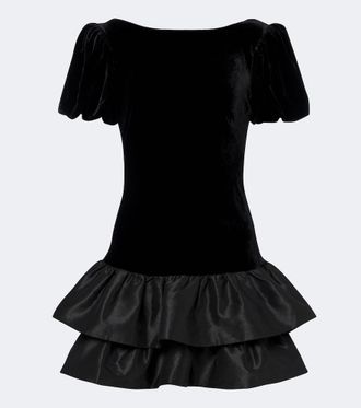 Rixo Anabella tiered velvet minidress
