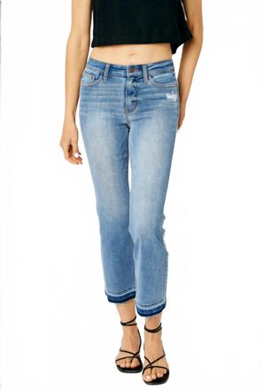 Judy Blue Mid Rise Release Hem Cropped Bootcut Jeans In Medium Wash