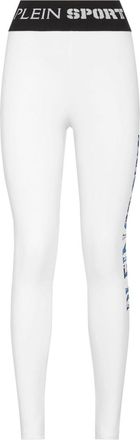 Plein Sport logo-print performance leggings - women - Polyester/Spandex/Elastane - L - White