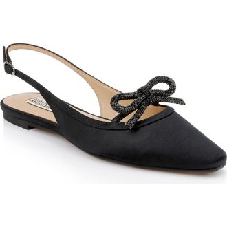 Badgley Mischka Genesis Slingback Flat in Black Satin at Nordstrom Rack, Size 9