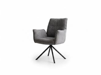 Pondecor Interiorismo Sill&oacute;n de comedor giratorio 360 tapizado en tejido gris 64x61x85 cm