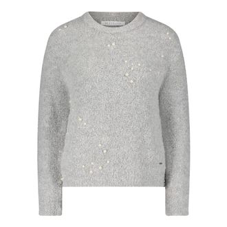 Betty & Co Truien & Vesten, Dames, Grijs, M, Leer, Gebreide trui met parels