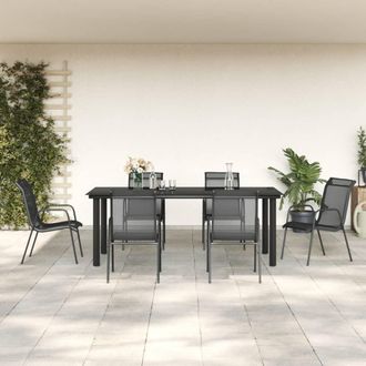vidaXL Juego De Comedor Para Jard&iacute;n 7 Piezas Acero Y Textilene Negro Vidaxl