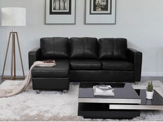 Vente-Unique Divano angolare reversibile in similpelle Nero - ACKLEY