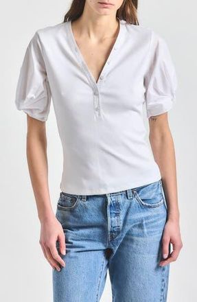 Derek Lam Fallon Mixed Media Top in White at Nordstrom Rack, Size X-Large