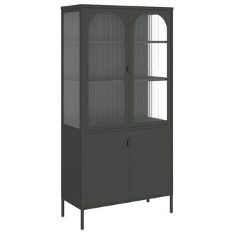 Berkfield Home Highboard Black 90x40x180 cm Glass & Steel | Size: 90 x 40 x 180 cm