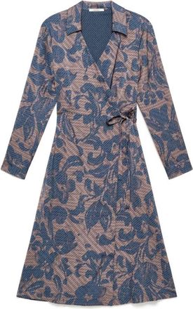 Maliparmi Sweet Foliage Jurk - Dames - Wikkelkleedje - Blauw - L - Polyester - Kleedjes