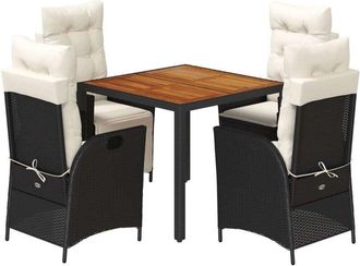 vidaXL Set De Muebles Jard&iacute;n 5 Pzas Con Cojines Rat&aacute;n Sint&eacute;tico Negro Vidaxl