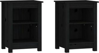 vidaXL Bedside Cabinets 2 pcs Black 40x35x55 cm Solid Wood Pine Vidaxl