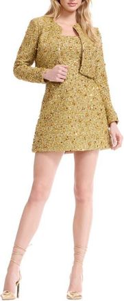 Dress The Population Andra Sequin Embellished Jacket in Gold Multi at Nordstrom, Size Xx-Small