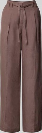 Christian Berg Wide Leg Hose aus Leinen-Mix mit G&uuml;rtel in Mittelbraun, Gr&ouml;&szlig;e 34