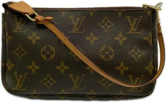 Louis Vuitton Monogram Brown Coated Canvas Leather Pouch (Pre-Owned)