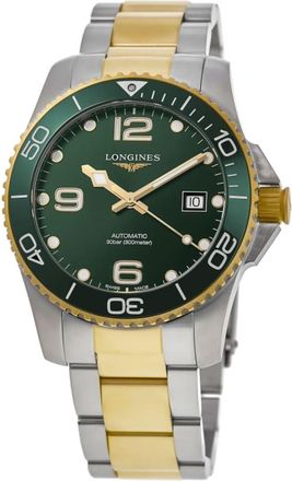 Longines HydroConquest Automatic Green Dial Two-Tone Yellow Gold PVD Stainless Steel Mens Watch L3.782.3.06.7