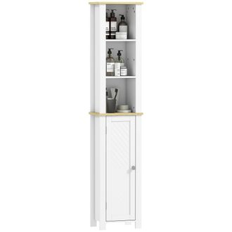 Kleankin Slim Bathroom Storage Unit with Open Compartment - White | TJ Hughes
