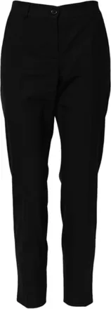 Dolce & Gabbana Womens Black Wool High Waist Tapered Pants Virgin Elastane