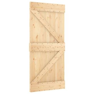 Berkfield Home Sliding Door with Hardware Set 95x210 cm Solid Wood Pine in Light Brown
