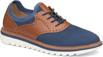 Johnston & Murphy Braydon Saddle Derby in Navy Knit/Tan Full Grain at Nordstrom, Size 10.5