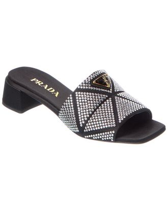 Prada Logo Satin Sandal
