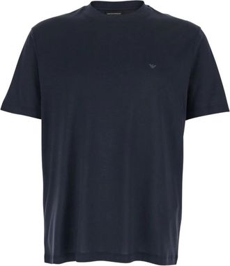 Emporio Armani Basic katoen-lyocell jersey T-shirt - Heren - T-shirts - Blauw - 3XL - Katoen - Tops