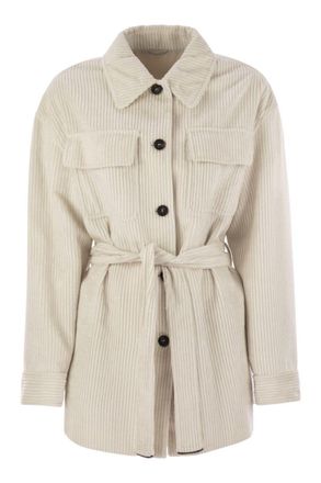 Brunello Cucinelli Ribfluwelen safari-stijl jacket met sieraden