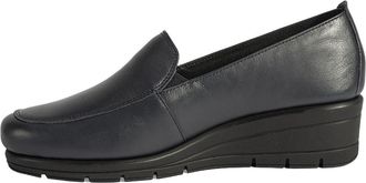 Desa Woman Leather Slip-Ons - Wedge Heel, Breathable, Rain-Resistant | Dark Blue - 38