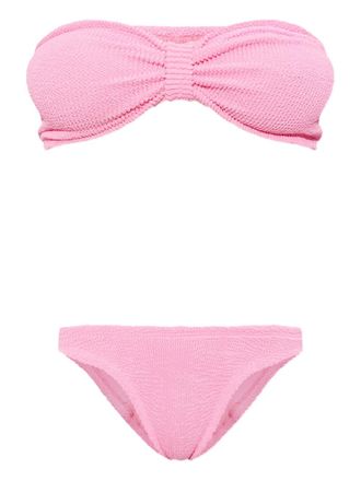 Hunza G Jean crinkle knot bikinis - Pink