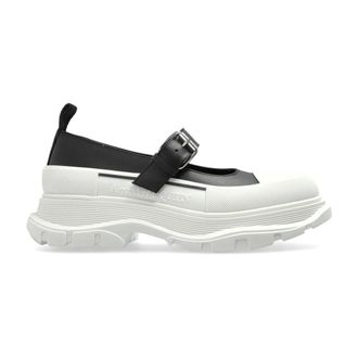 Alexander McQueen Flat Shoes, female, Black, 6 UK, Leather shoes with logo