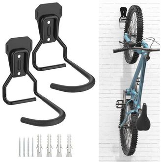 OEM Juego De 2 Ganchos Para Bicicletas, Negros, Soportes De Hierro Para Colgar Bicicletas, Robusto Soporte De Pared En Forma De L Para Bicicletas, Pr&aacute;ctic