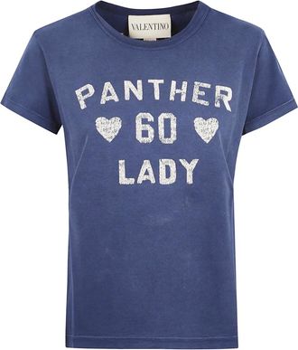 Valentino Garavani Tops, Dames, Blauw, M, Katoen, Chez Valentino T-Shirt