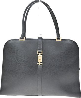 Gucci Jackie O Leather Black Leather Handbag (Pre-Owned)
