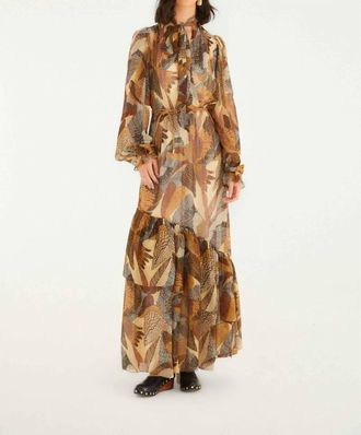 Farm Rio Dotted Macaws Long Sleeve Maxi Dress In Cream