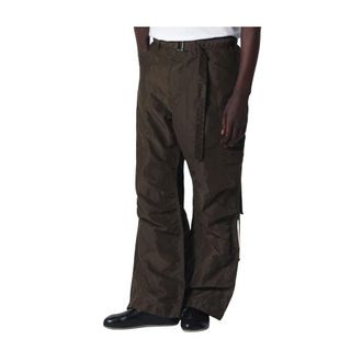 sacai Treated Nylon Twill Trousers - male - Sacai - Wide Trousers - Green - M - Trousers
