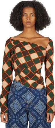 Ahluwalia Studio Grafische Motief Top - Dames - Longsleeves - Groen - M - Tops