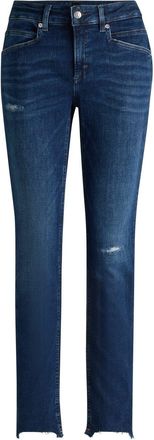 HUGO BOSS Womens Distressed Slim Fit Five Pocket Jeans in Dark Blue - Size 27W/32L