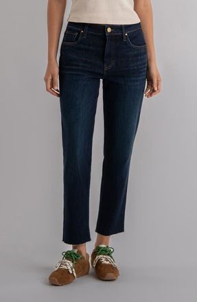 Kut from the Kloth Reese Fab Ab Raw Hem Ankle Slim Straight Leg Jeans in Courageously at Nordstrom, Size 14