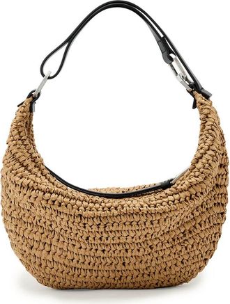 AllSaints Micro Luna Raffia Bag in Biscuit Brown at Nordstrom