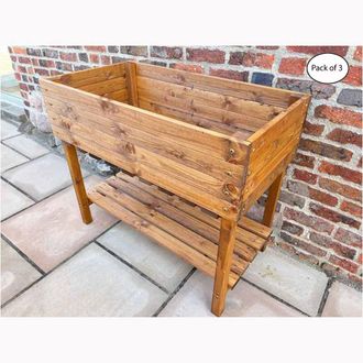Charles Taylor Trading Multi Pack of 3 - The Peakes Veg Planter - Wood - Fully Assembled in Brown