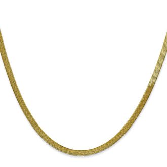 Diamond2Deal 10k Yellow Gold 3mm Silky Herringbone Chain Necklace