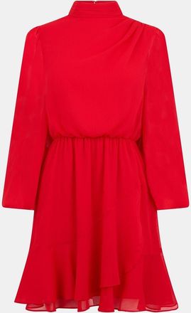 Ted Baker Womens Woven Tie Neck Mini A-Line Dress in Red - Size 6 UK